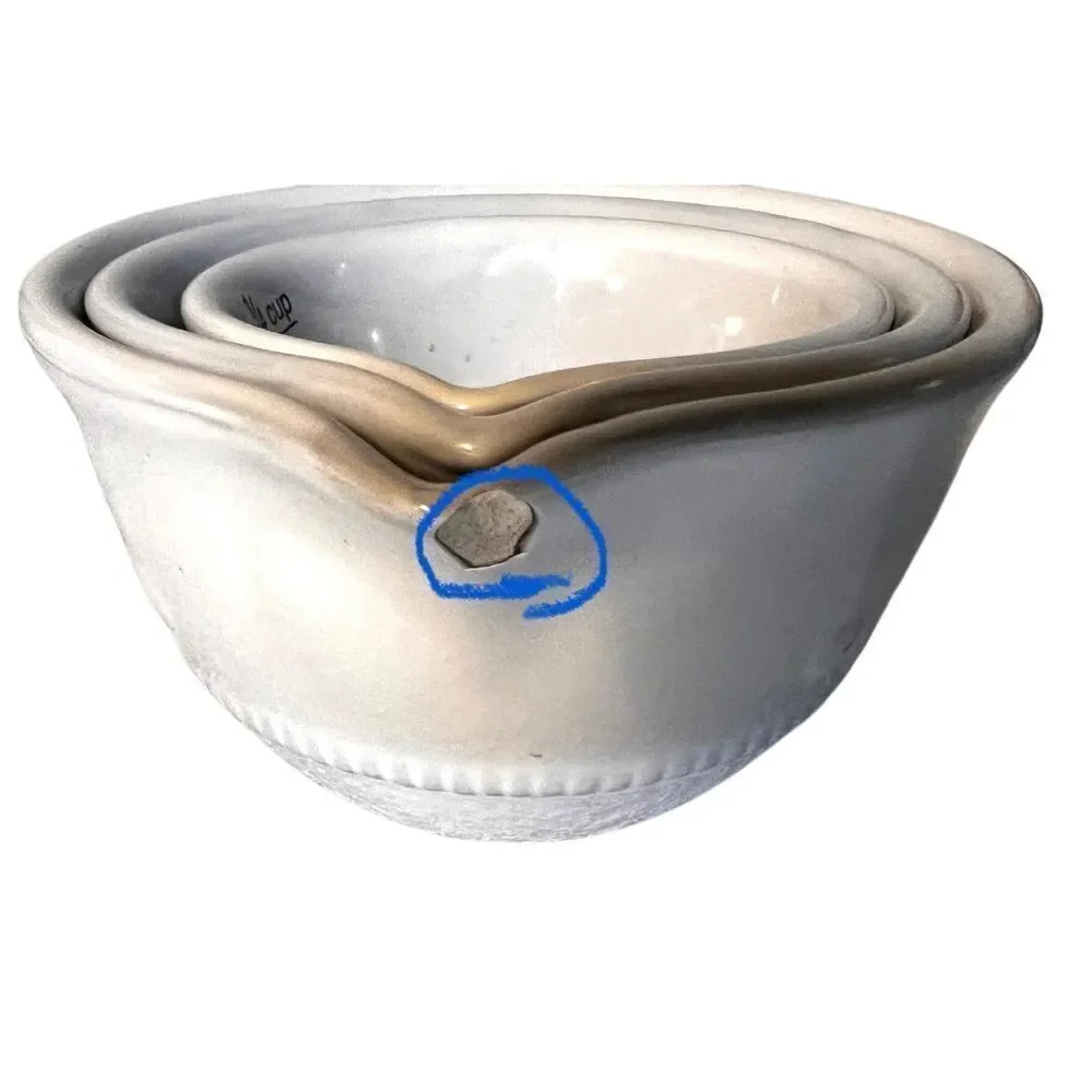 3 Piece Nesting Home Essentials White Stoneware Measuring Cup Set